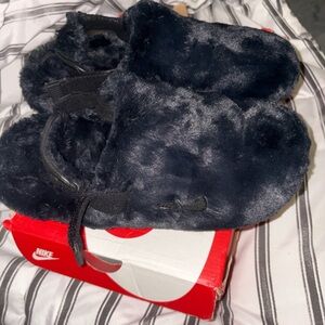 Nike Plush Black Slippers
